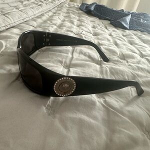 Versace 4044-B Sunglasses Black Silver Coin Medusa Swarovski Crystals